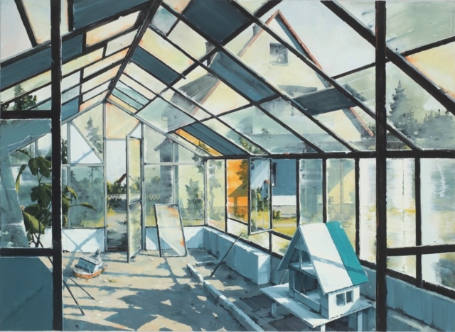 Sven Kroner, Gewächshaus, 2015, Acryl auf Leinwand, 160 x 230 cm, Sammlung Glampe, Berlin