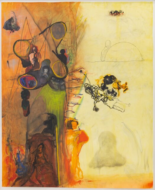 Jorge Queiroz, Shape of Things 1, 2014, Aquarell, Graphit, Buntstift, Vinyl Gouache und Ölkreide auf Papier, 176 x 144 cm,